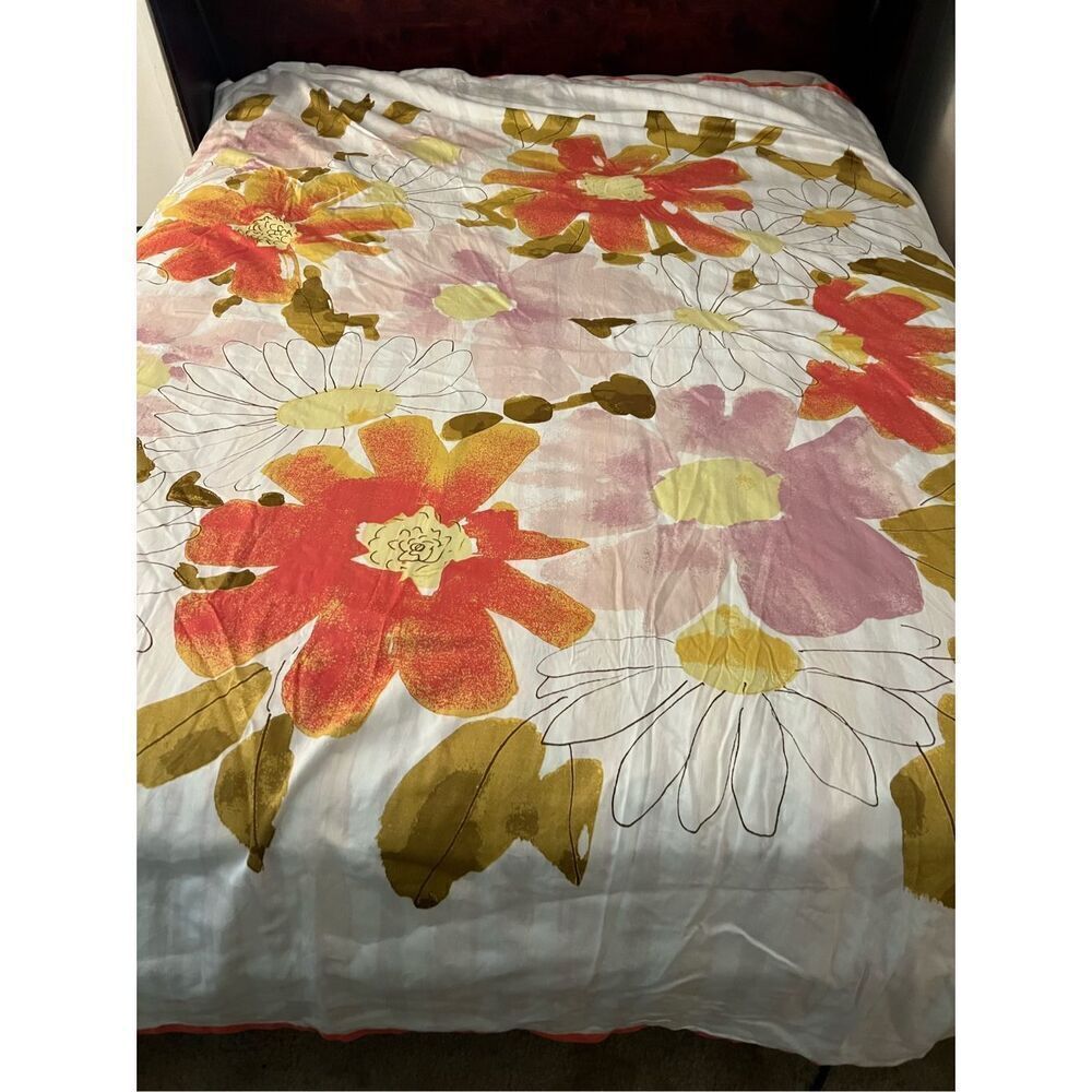 RARE!! Vintage Vera Neumann King Cotton Floral/Striped "Ellison" Duvet Cover Per